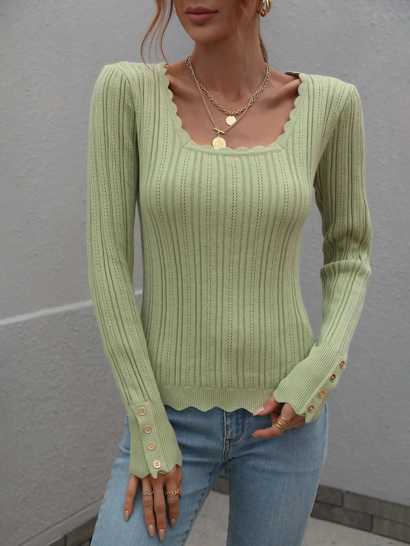 Shell Knit Top - Sage