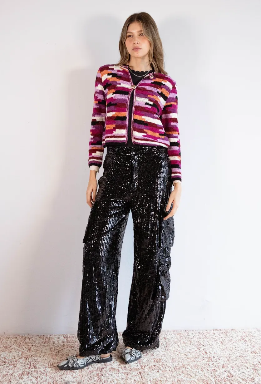 Shiny Black Cargo Pants