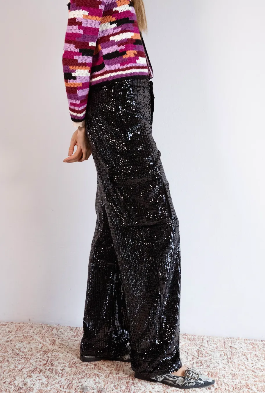 Shiny Black Cargo Pants
