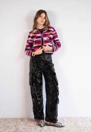 Shiny Black Cargo Pants