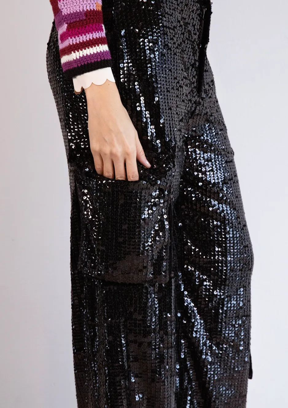 Shiny Black Cargo Pants