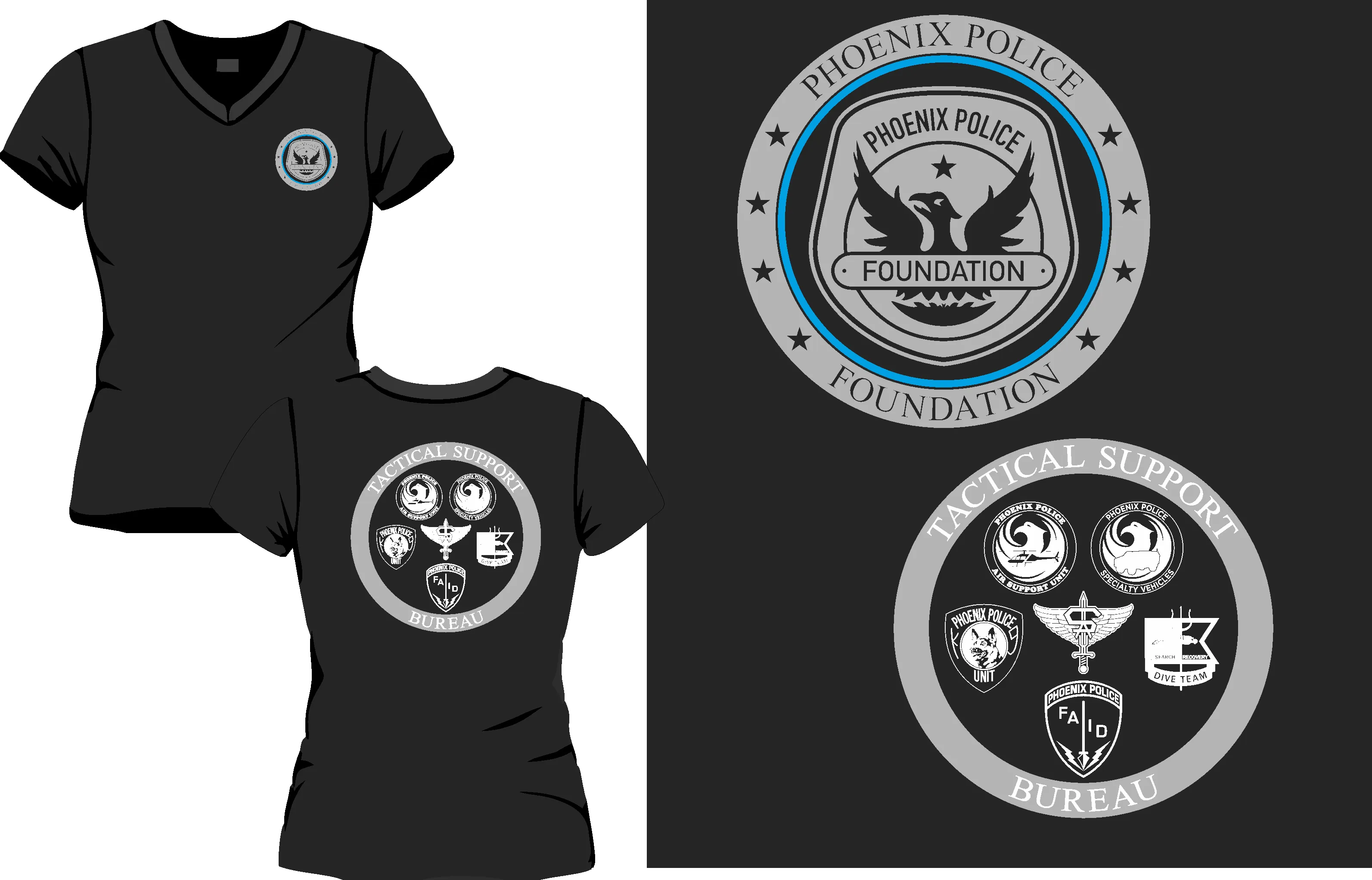SHIRT - PHOENIX POLICE FOUNDATION WOMEN'S LOGO T - BUREAU *CLEARANCE ITEM**