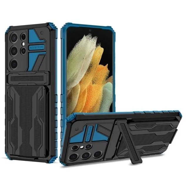 Shockproof Card Holder Case With Kickstand For Samsung Galaxy