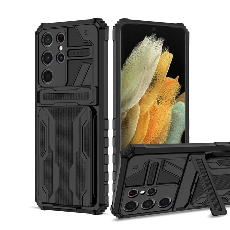 Shockproof Card Holder Case With Kickstand For Samsung Galaxy