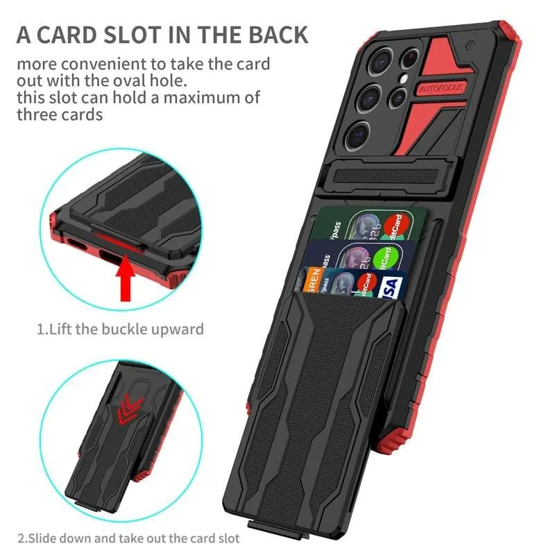 Shockproof Card Holder Case With Kickstand For Samsung Galaxy