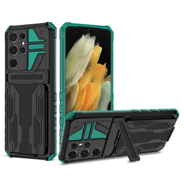 Shockproof Card Holder Case With Kickstand For Samsung Galaxy