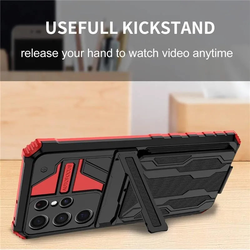 Shockproof Card Holder Case With Kickstand For Samsung Galaxy