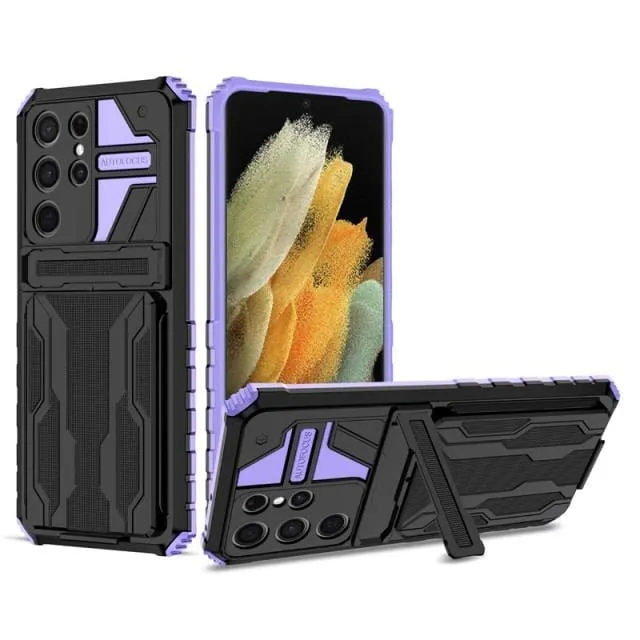 Shockproof Card Holder Case With Kickstand For Samsung Galaxy