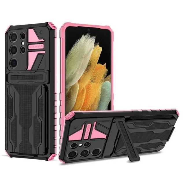 Shockproof Card Holder Case With Kickstand For Samsung Galaxy