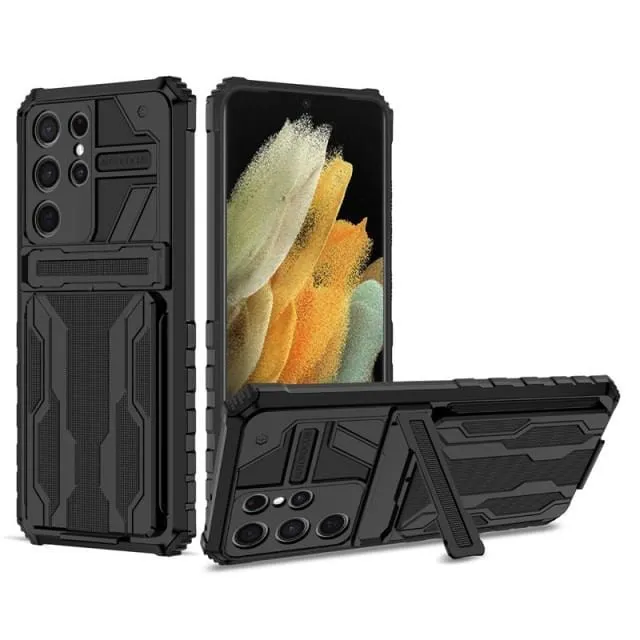 Shockproof Card Holder Case With Kickstand For Samsung Galaxy