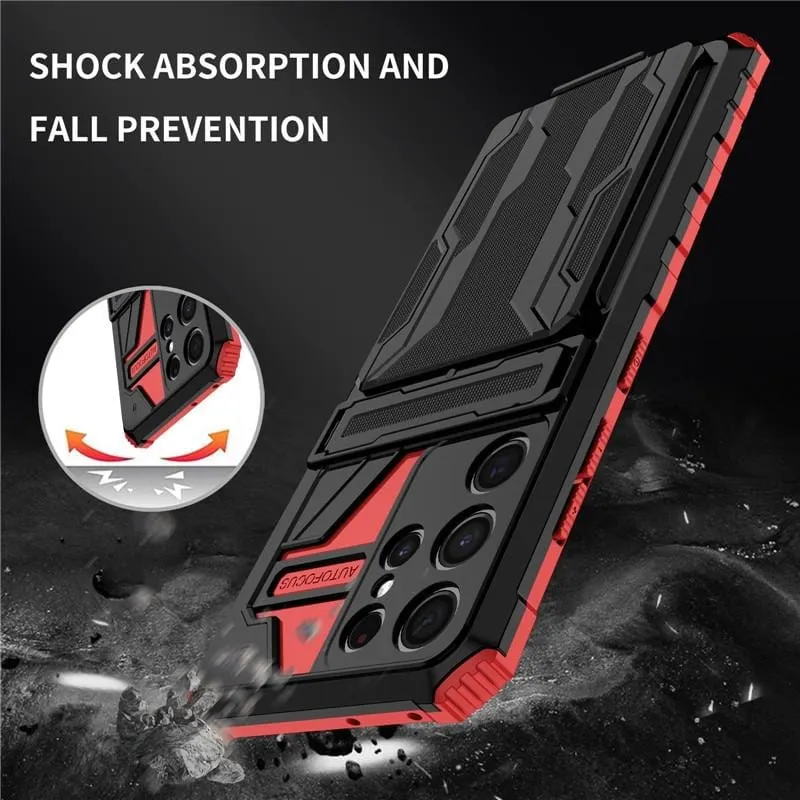 Shockproof Card Holder Case With Kickstand For Samsung Galaxy