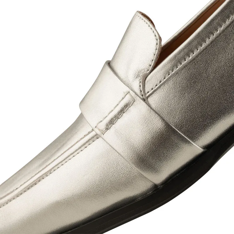 SHOE THE BEAR Erika Saddle Loafer in Silver Metallic