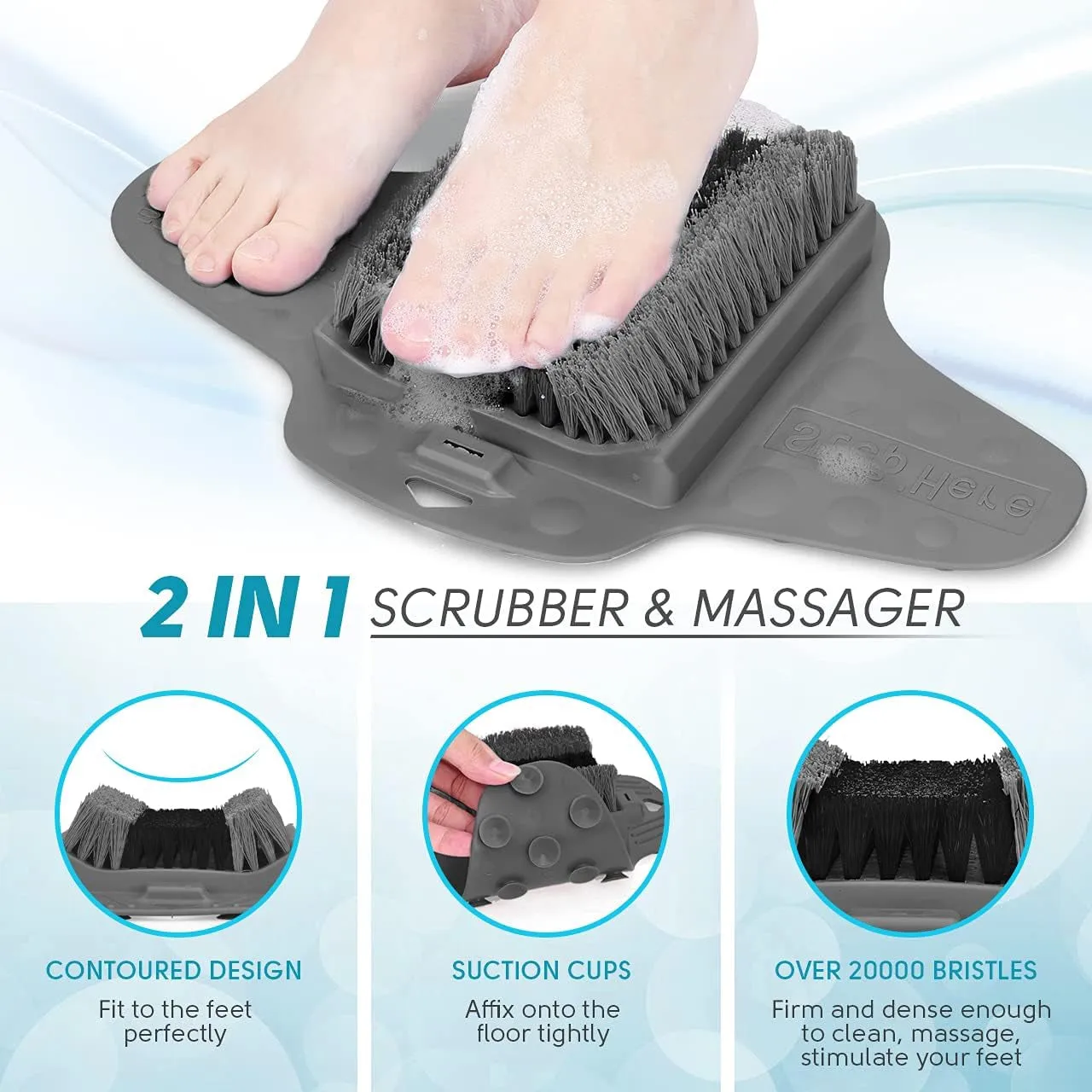 Shower Foot Scrubber Mat with Pumice Stone, Cleans, Exfoliates & Smooths Your Foot without Bending in the Shower or Bathtub, Foot Dead Skin & Callus Remover, Upgraded Non-Slip Suction Cups