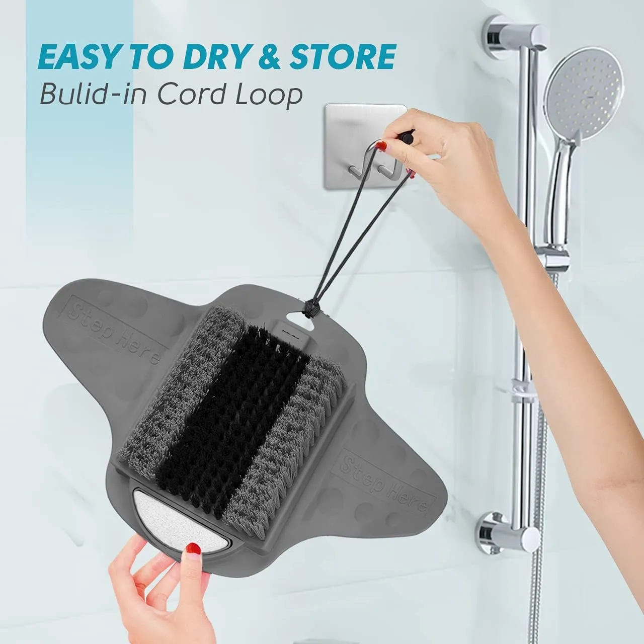 Shower Foot Scrubber Mat with Pumice Stone, Cleans, Exfoliates & Smooths Your Foot without Bending in the Shower or Bathtub, Foot Dead Skin & Callus Remover, Upgraded Non-Slip Suction Cups