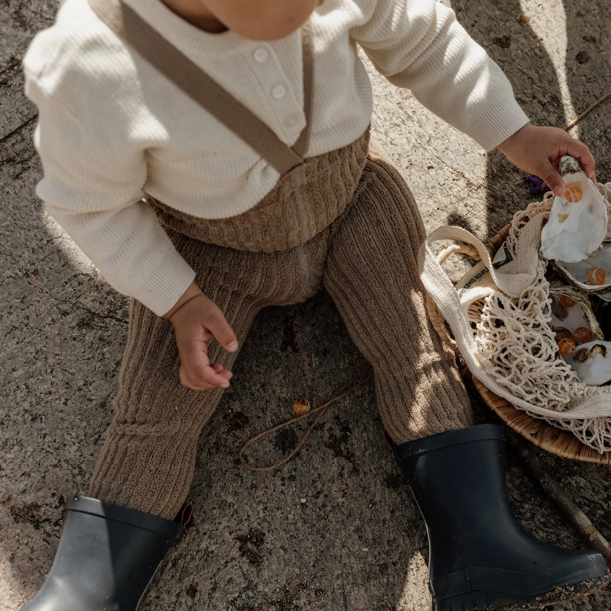 Silly Silas Footed Granny Teddy Tights with Braces - Oyster Grey
