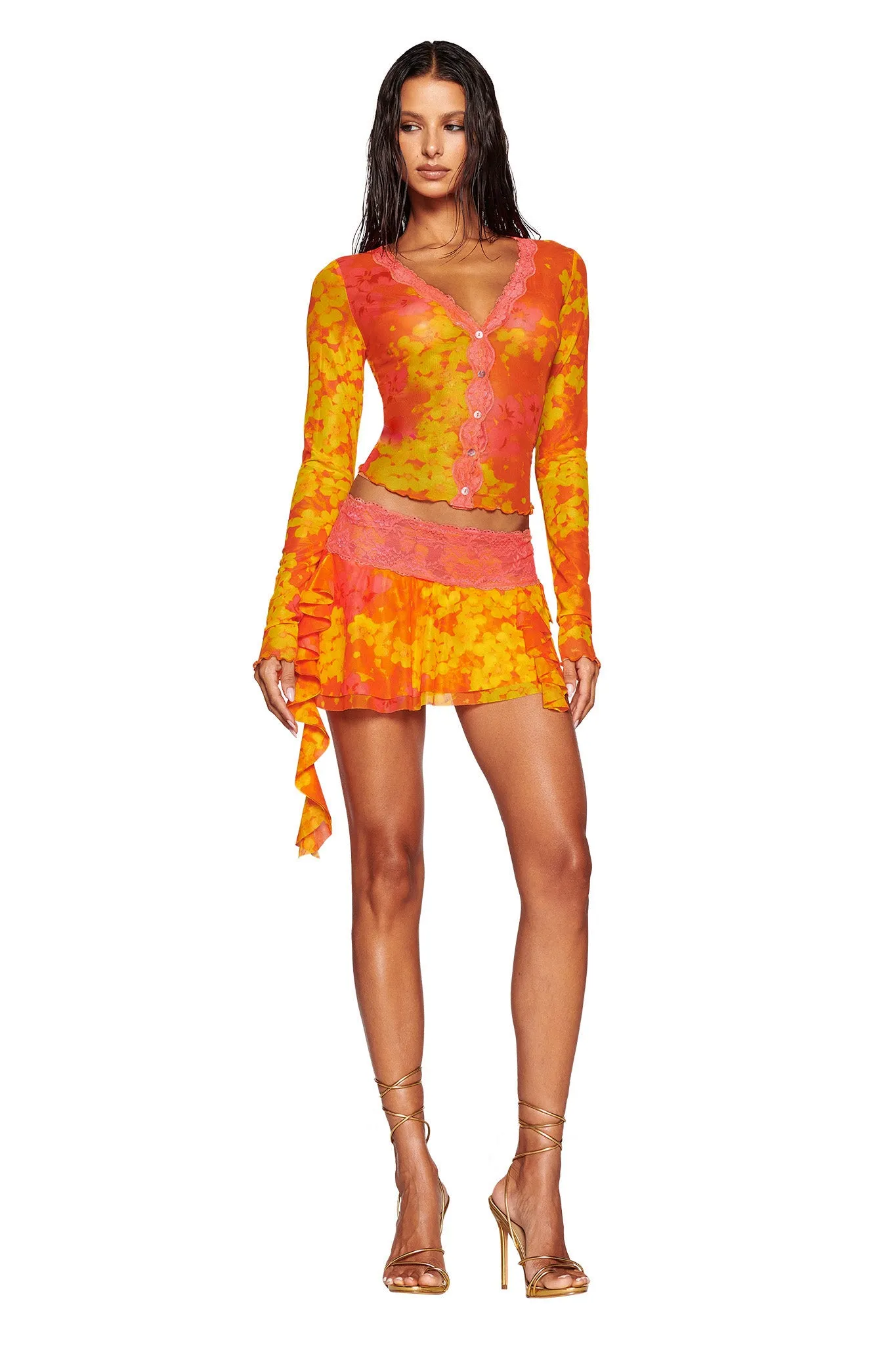 SILO SKIRT - ORANGE : NEON FLORAL