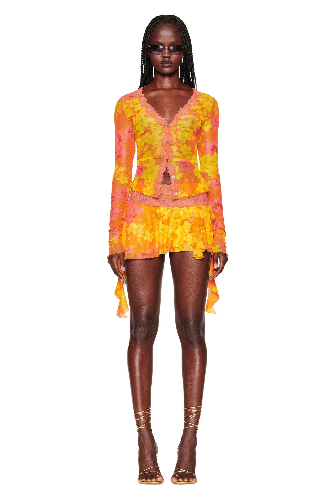SILO SKIRT - ORANGE : NEON FLORAL