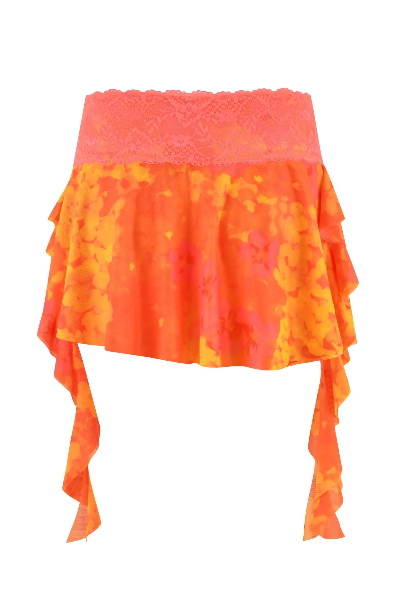 SILO SKIRT - ORANGE : NEON FLORAL