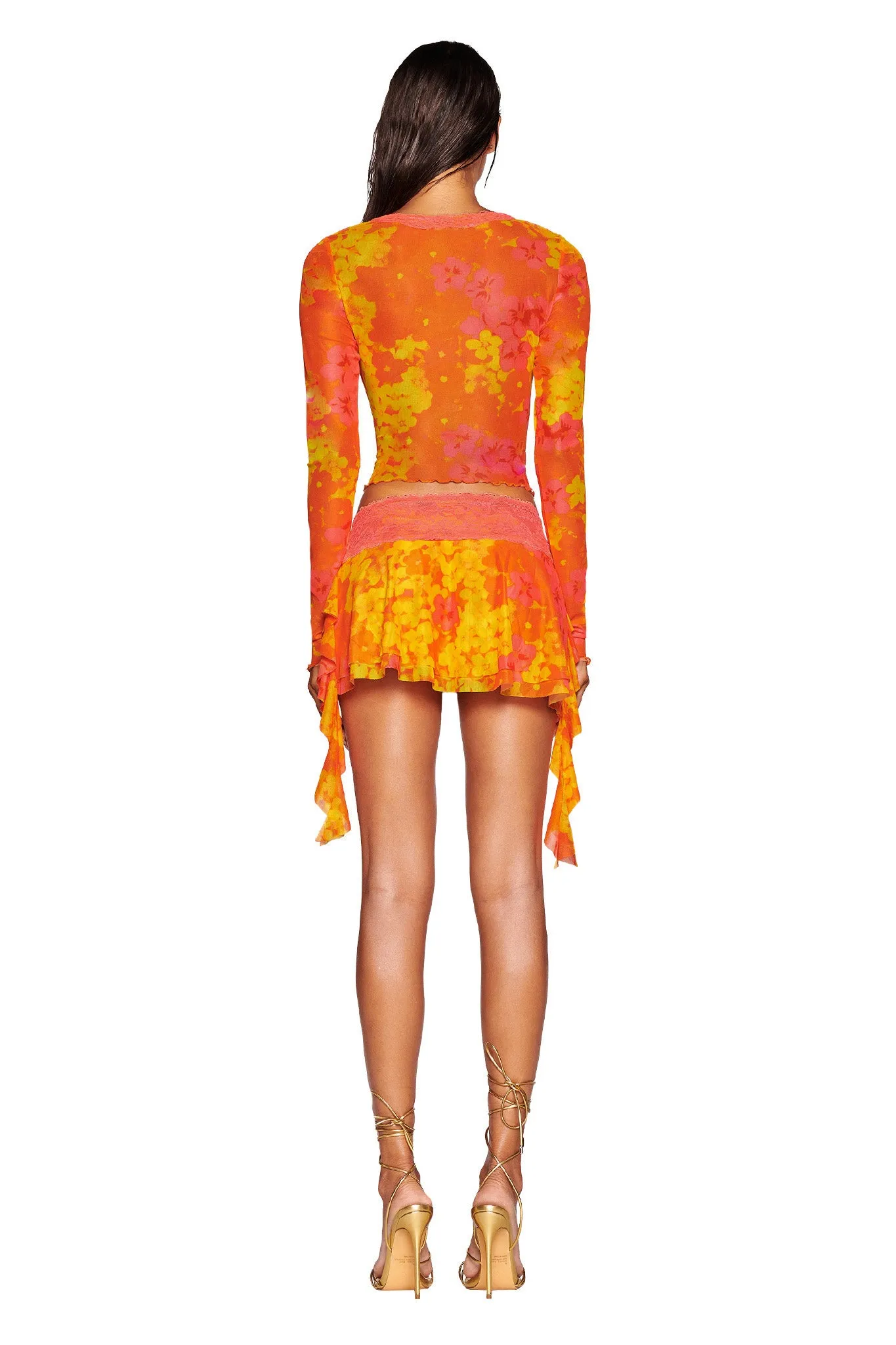 SILO SKIRT - ORANGE : NEON FLORAL