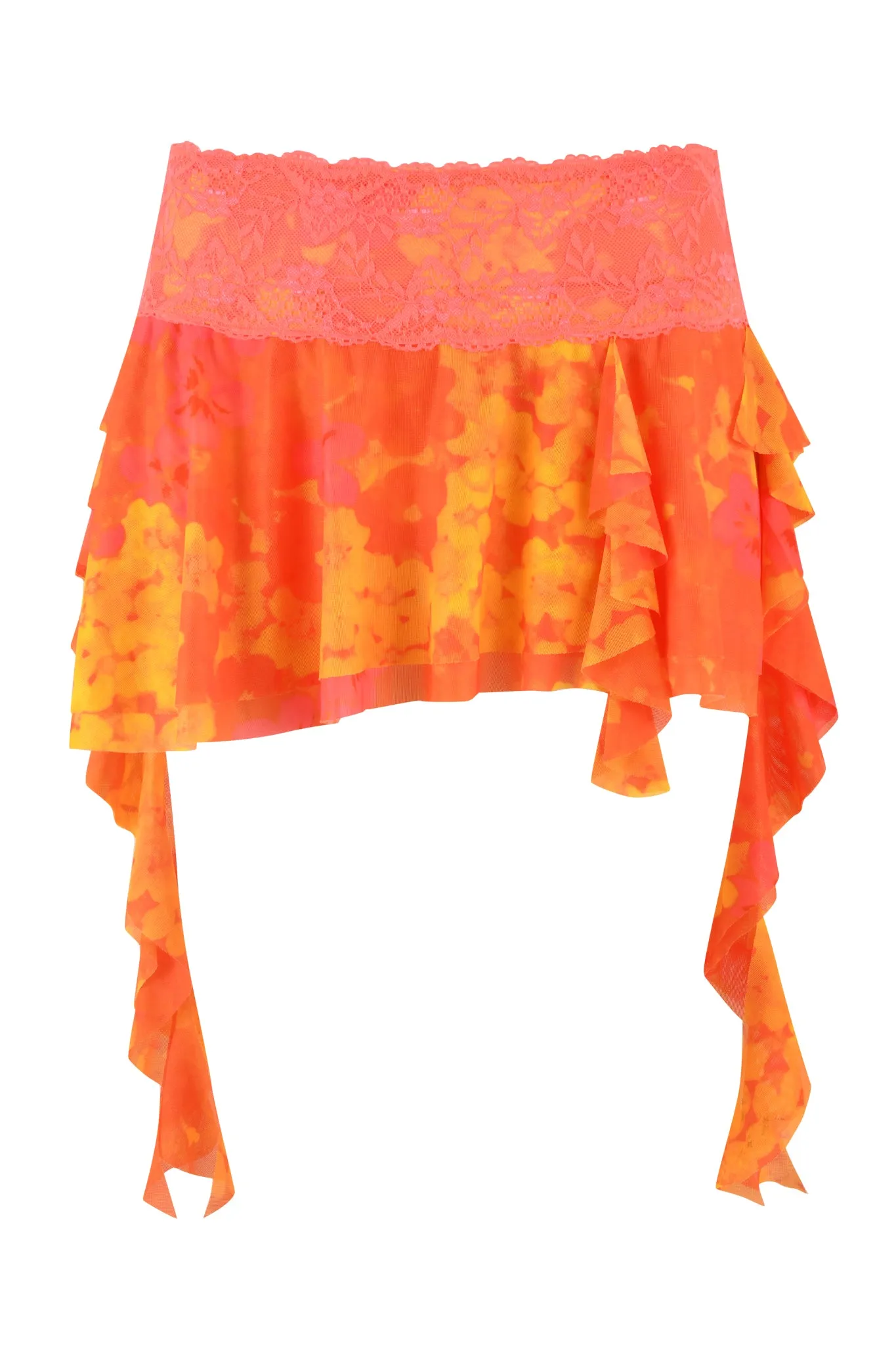 SILO SKIRT - ORANGE : NEON FLORAL