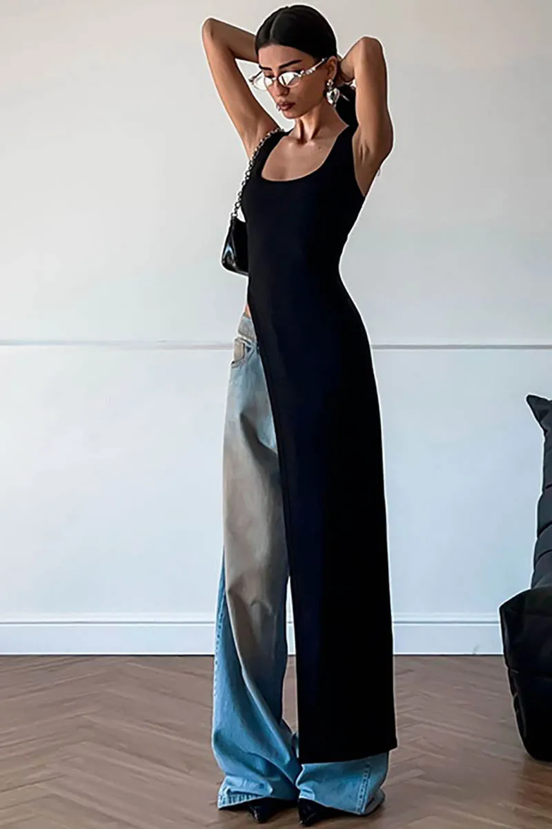 Sleek Silhouette Top with Asymmetrical Slit