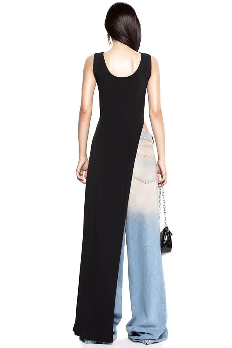 Sleek Silhouette Top with Asymmetrical Slit