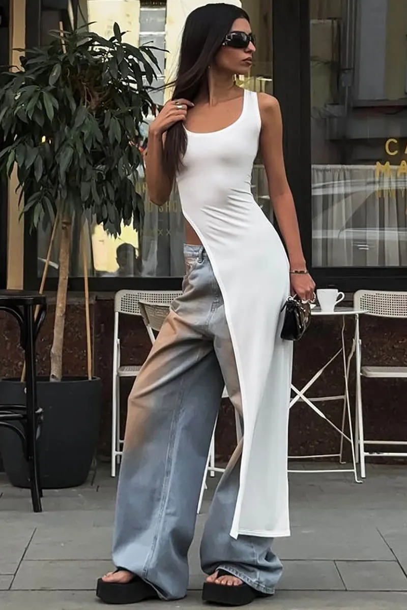 Sleek Silhouette Top with Asymmetrical Slit