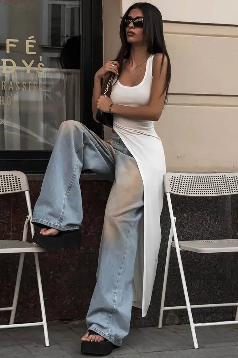 Sleek Silhouette Top with Asymmetrical Slit
