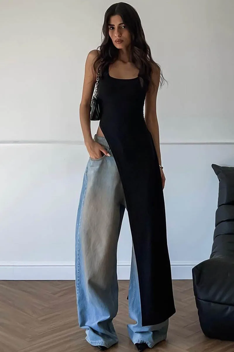 Sleek Silhouette Top with Asymmetrical Slit