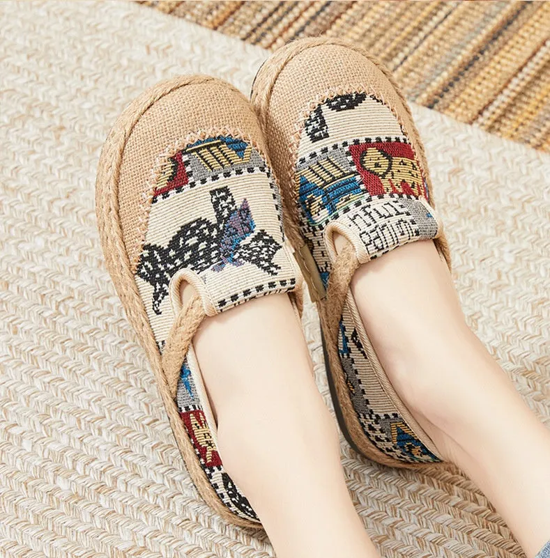 Soft and Breathable Classic Embroidered Casual Espadrilles