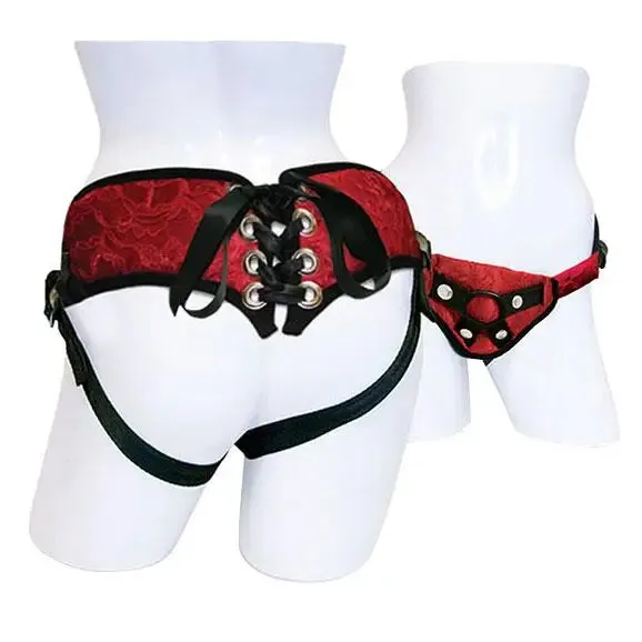 Sportsheets Sexy Red Lace Strap-on Harness with Metal O-rings
