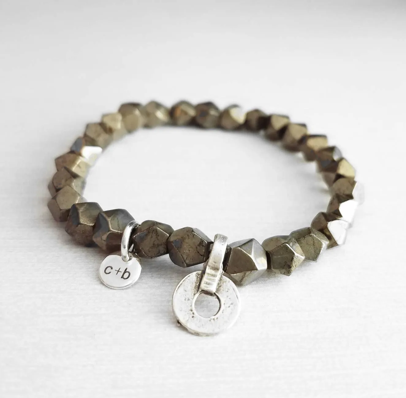 Stacking Bracelet Set - pyrite gold stone grey silver seed beads - chunk nugget stretch elastic bangle - African Imfibinga Zulu Job's Tears