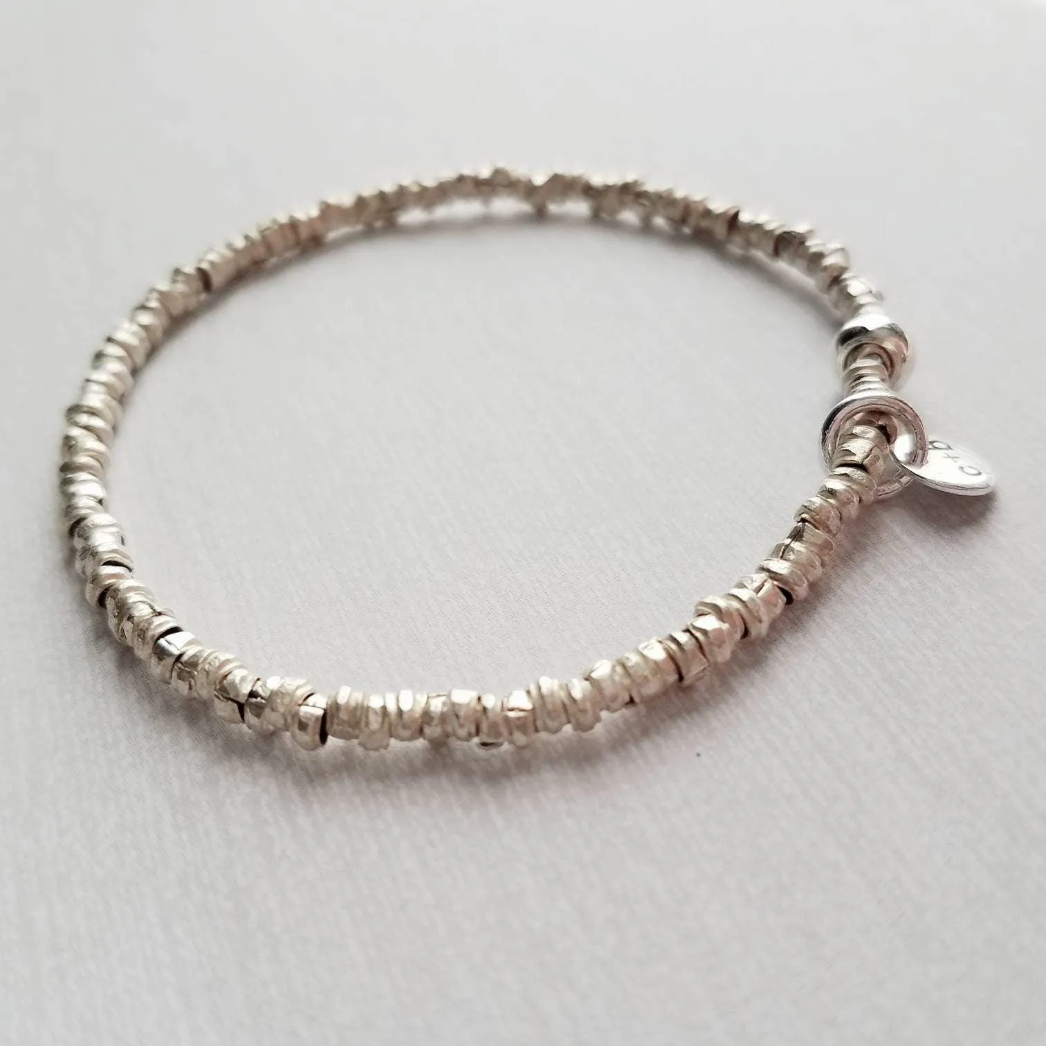 Stacking Bracelet Set - pyrite gold stone grey silver seed beads - chunk nugget stretch elastic bangle - African Imfibinga Zulu Job's Tears