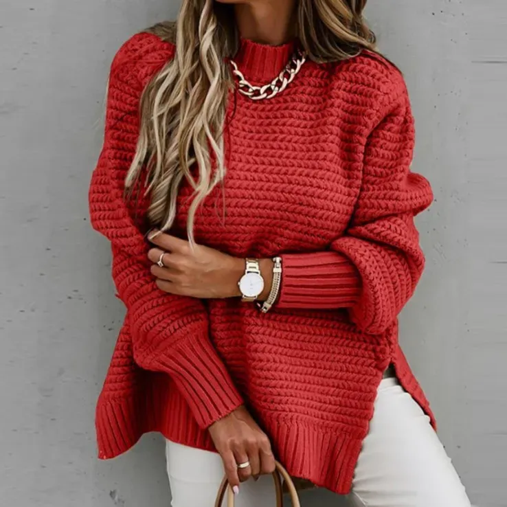 Summit Oversized High Neck Textured Knit Sweater