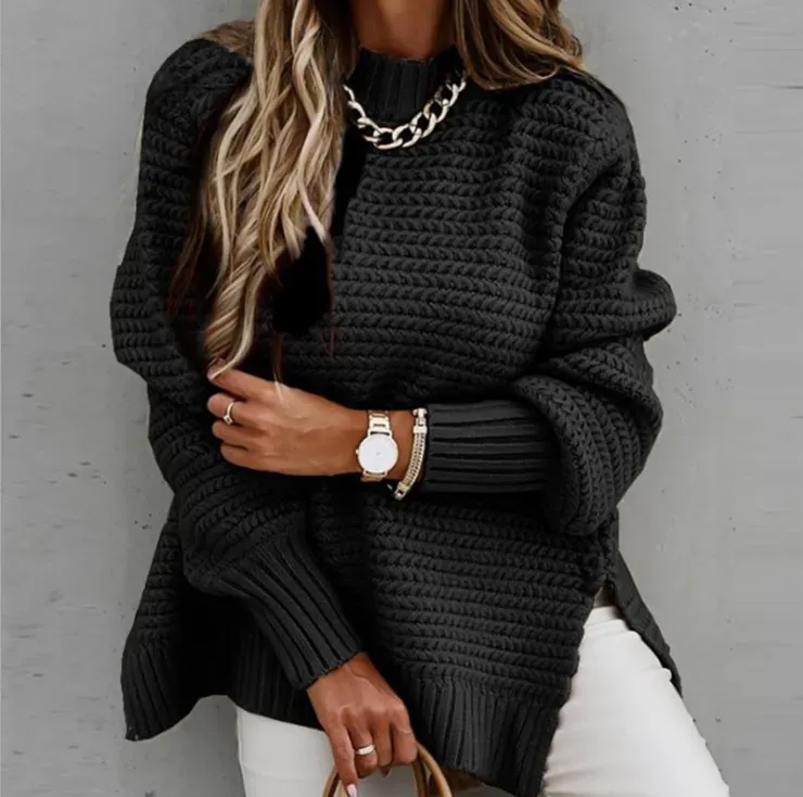 Summit Oversized High Neck Textured Knit Sweater