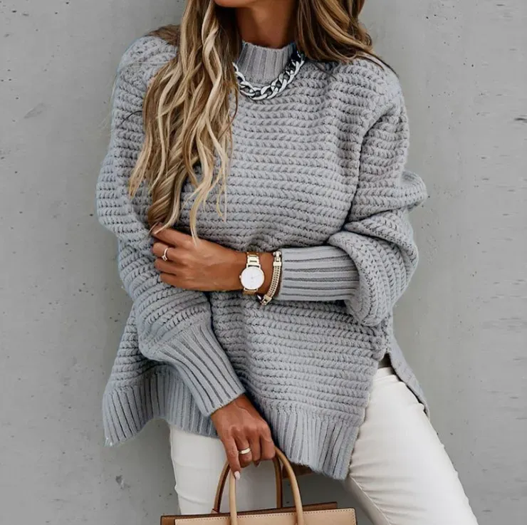 Summit Oversized High Neck Textured Knit Sweater