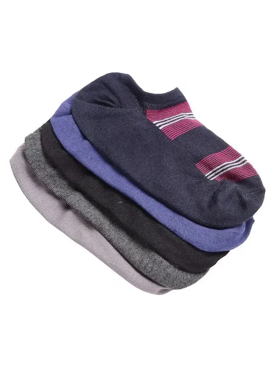 Texlon Men's Cotton Low Cut Loafer Socks (Free Size) (Multi-Coloured) (Pack Of 5 Pair)