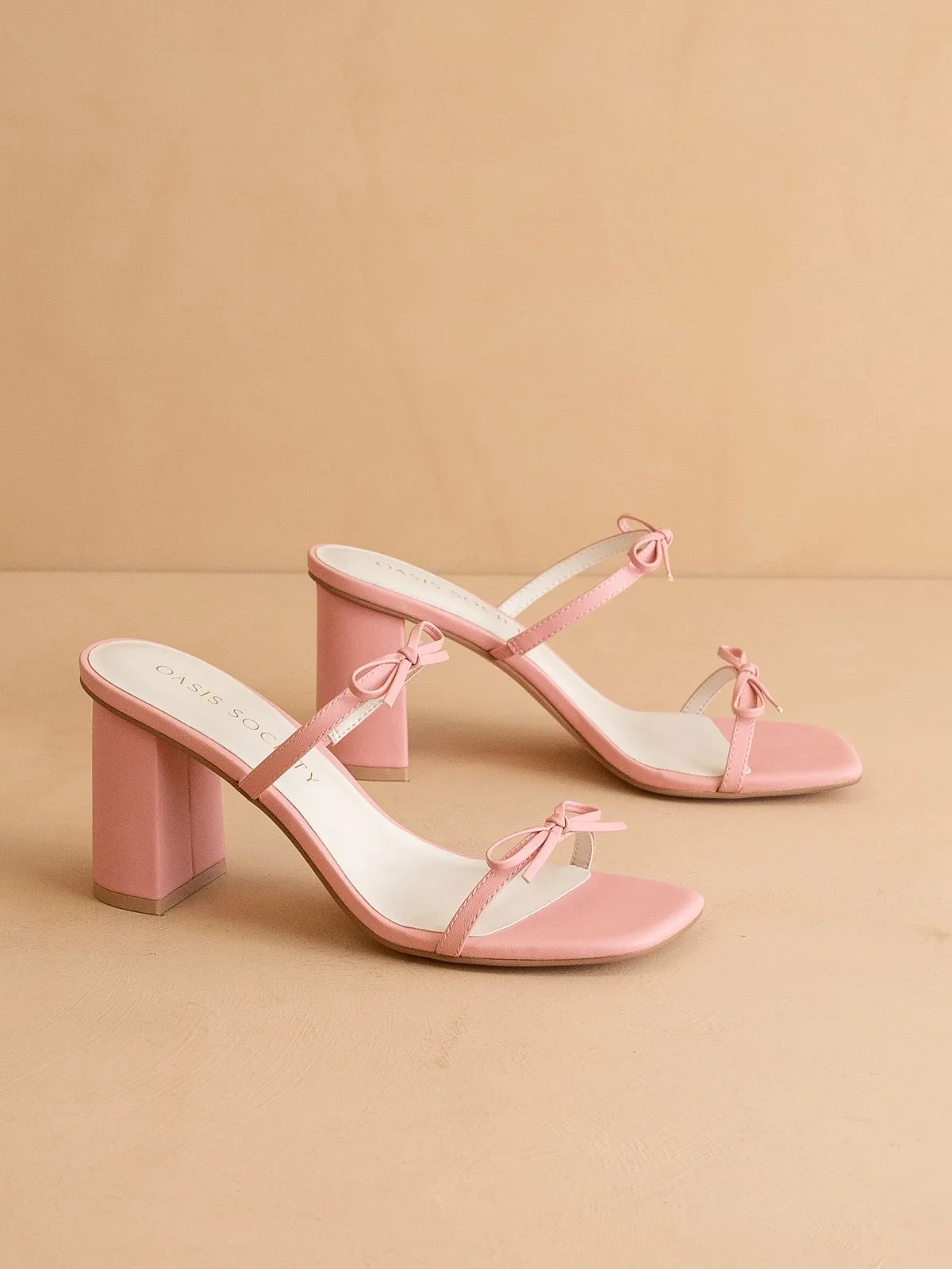 The Wendy | Pink Double Strap Bow Heels