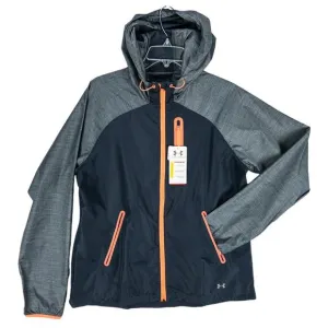 Under Armour Running Jacket Woman's Size Large Heatgear Gray Orange Trim Tags