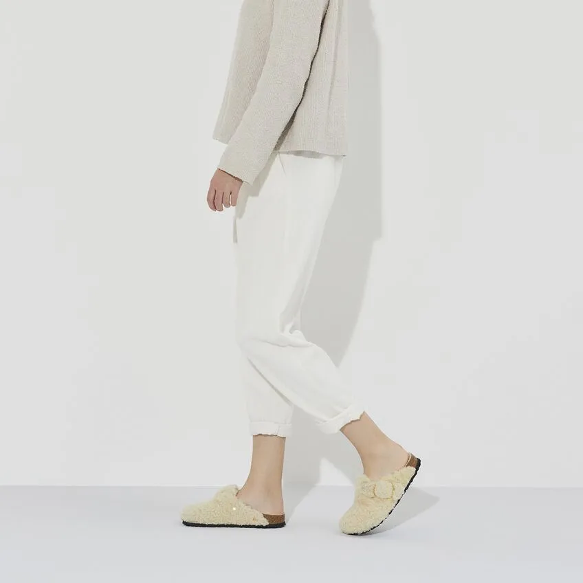UNISEX BIRKENSTOCK BOSTON BIG BUCKLE TEDDY SHEARLING | EGGSHELL