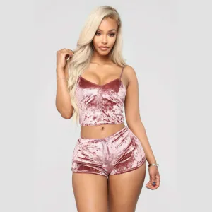 Velvet Seduction Lounge Bralette and Shorts Set
