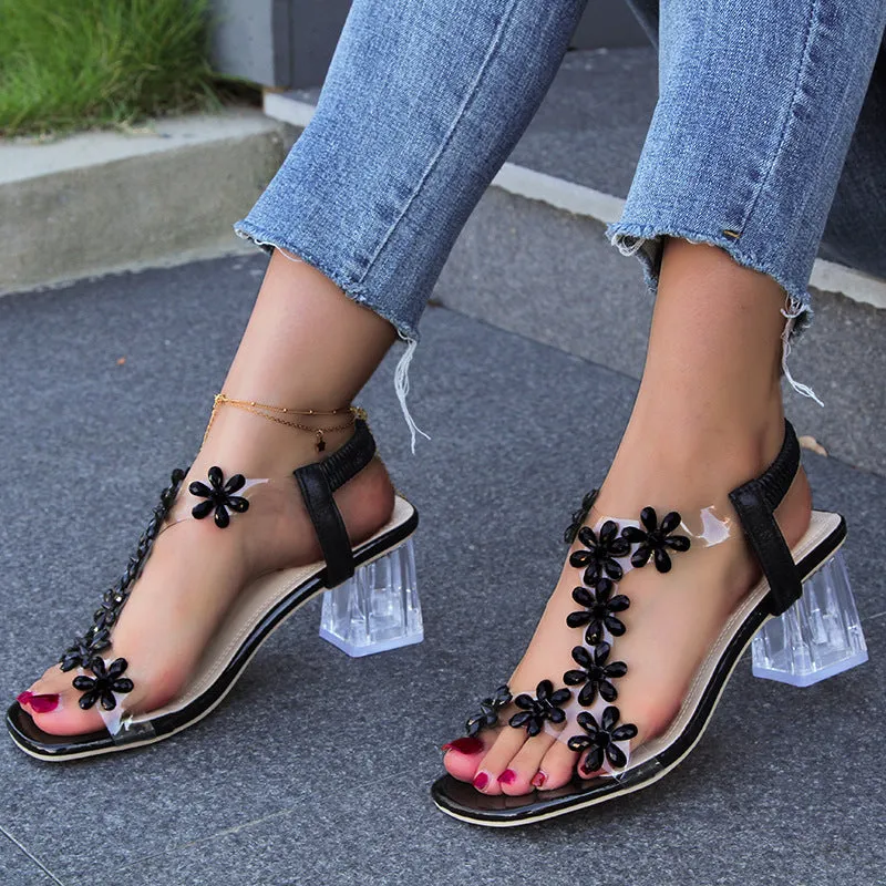 Veya | Flower and Rhinestone Heel