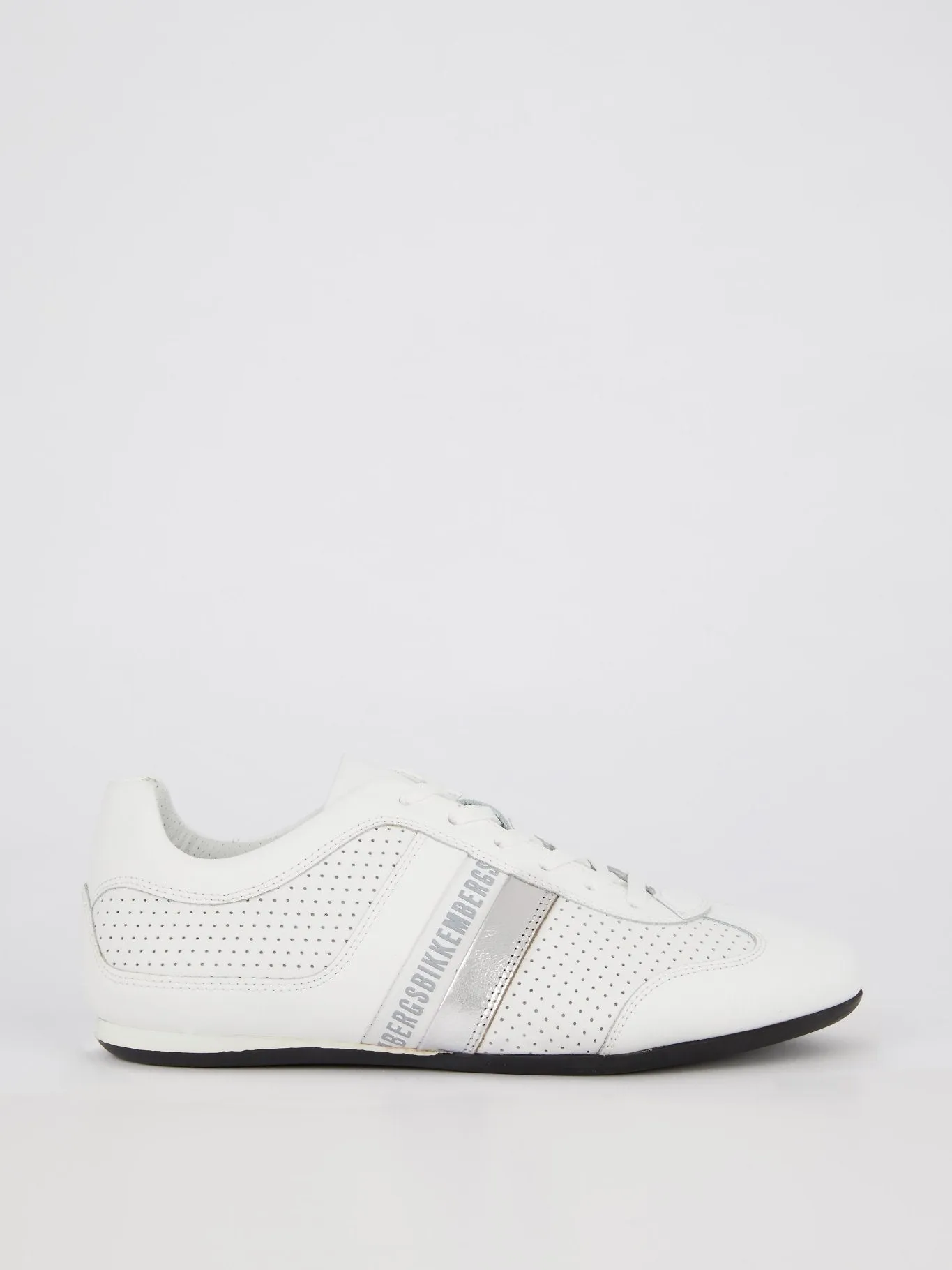 White Perforated Low Top Sneakers