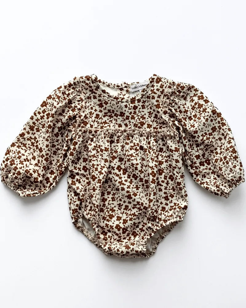 Willow Bubble Romper - Brown Floral
