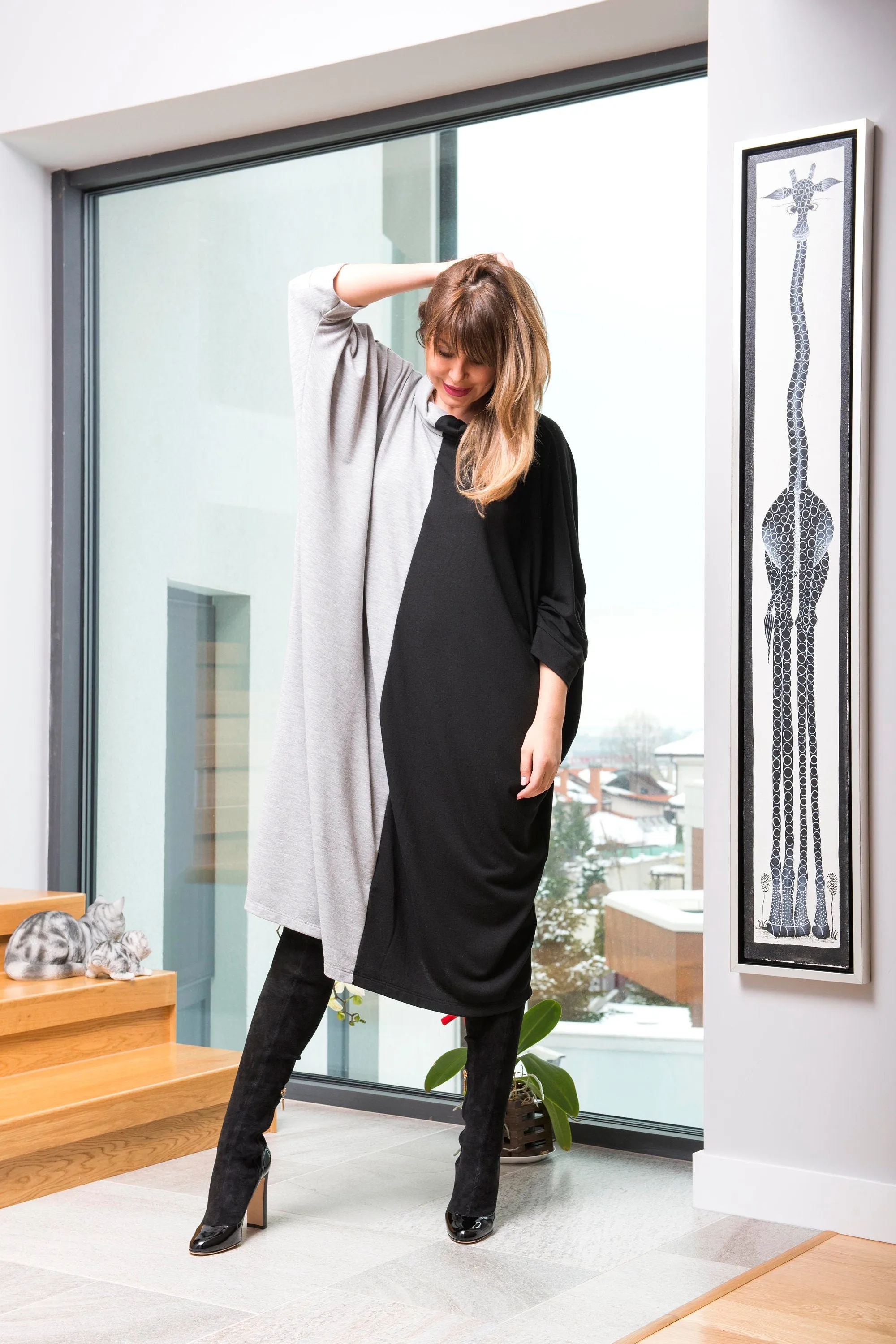 Winter Comfy Dress, Holiday Dress, Loungewear Dress, Comfortwear Women, Warm Cozy Dress, Plus Size Clothing, Maternity Tunic Dress, Loose