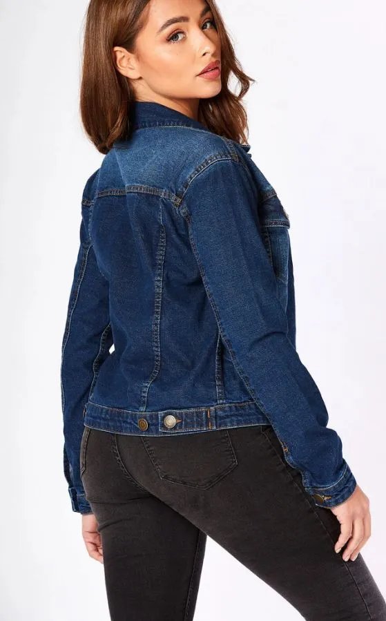 Women Dark Blue Solid Jacket