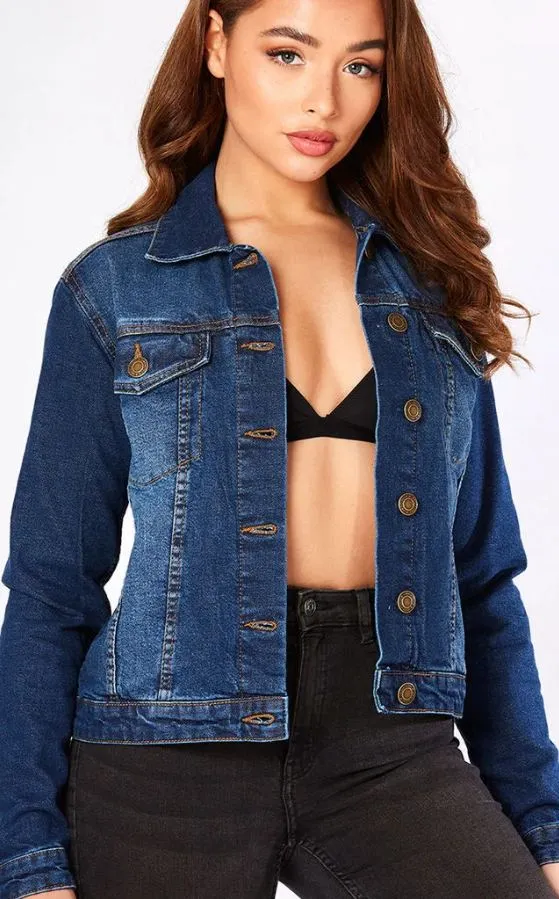 Women Dark Blue Solid Jacket