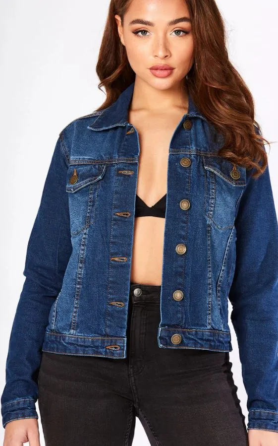 Women Dark Blue Solid Jacket