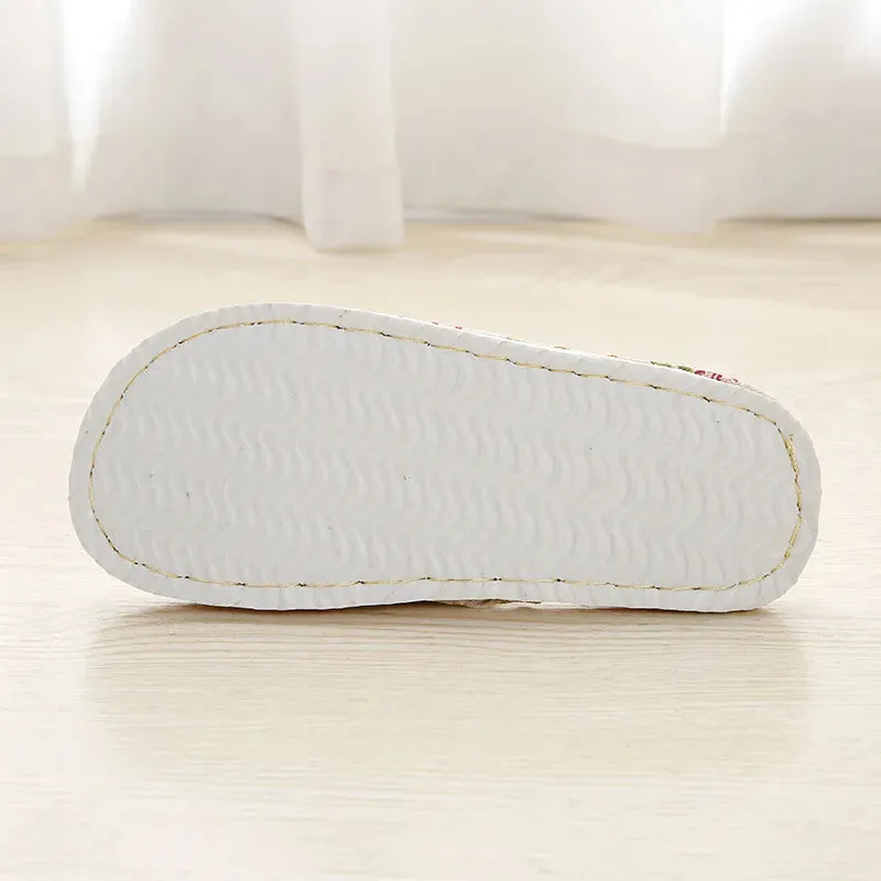 Women Home Slippers Indoor Floor Soft Couple Linen Slipper Spring