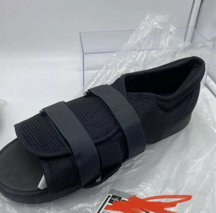 Women MEDLINE Semi rigid Post-Op 1 Shoe Black Large 8.5-10Sz Adjustable Slipper